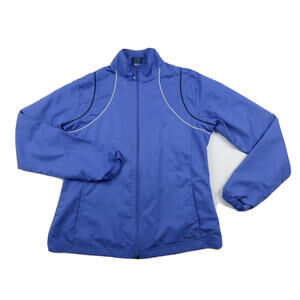 Reebok Womens Mesh Lined Full Zip Blue Windbreaker Coat Jacket M